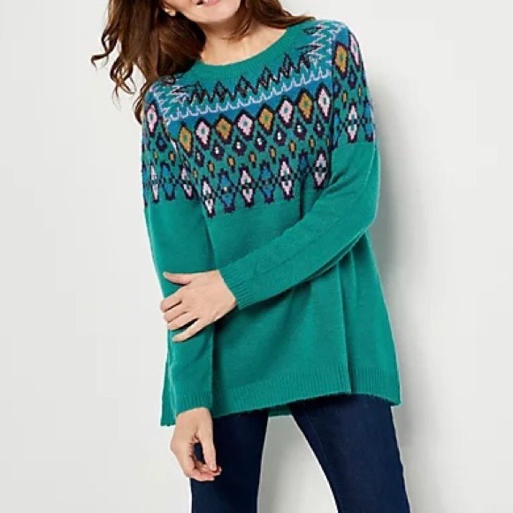 LOGO Lavish by Lori Goldstein Fairisle Sweater